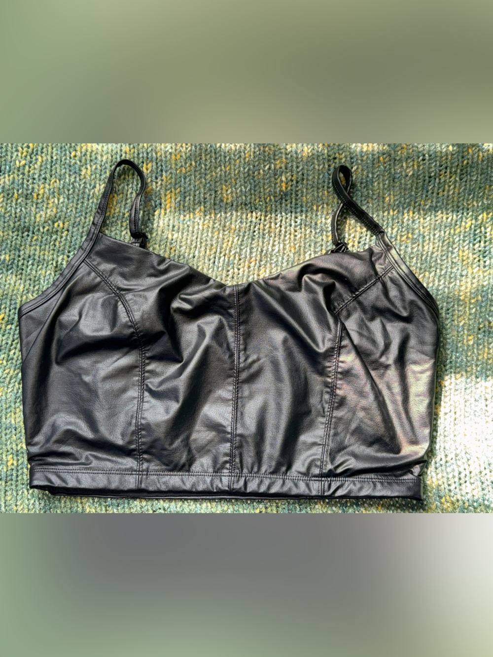 Black Faux-Leather Longline Cami Top
